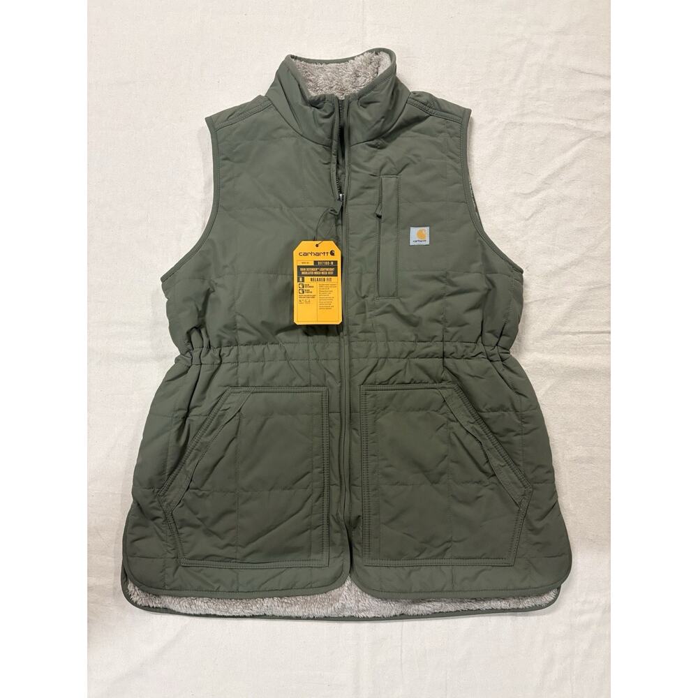 Carhartt Olive Green Quilted Sherpa-Lined Vest